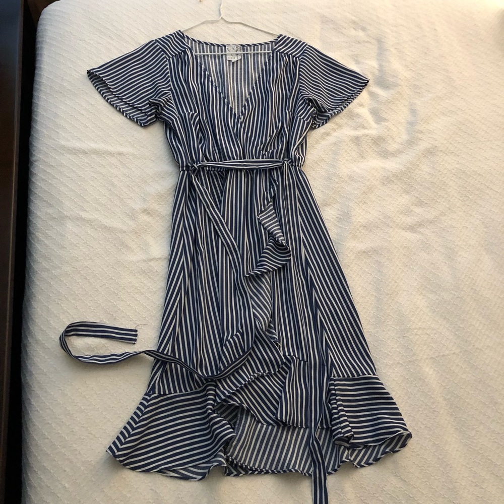 Naïf Nautical blue and white striped faux splice dress